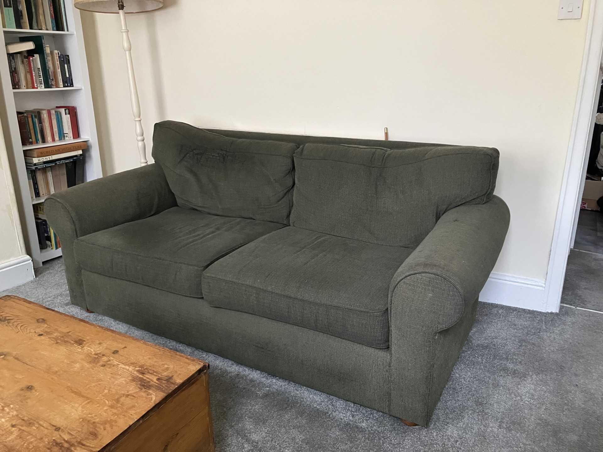 Large green sofa
