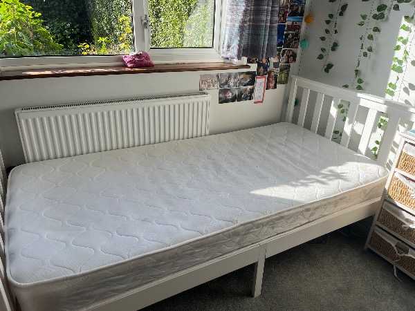 Single bed and mattress