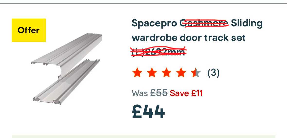Spacepro Sliding wardrobe door track set