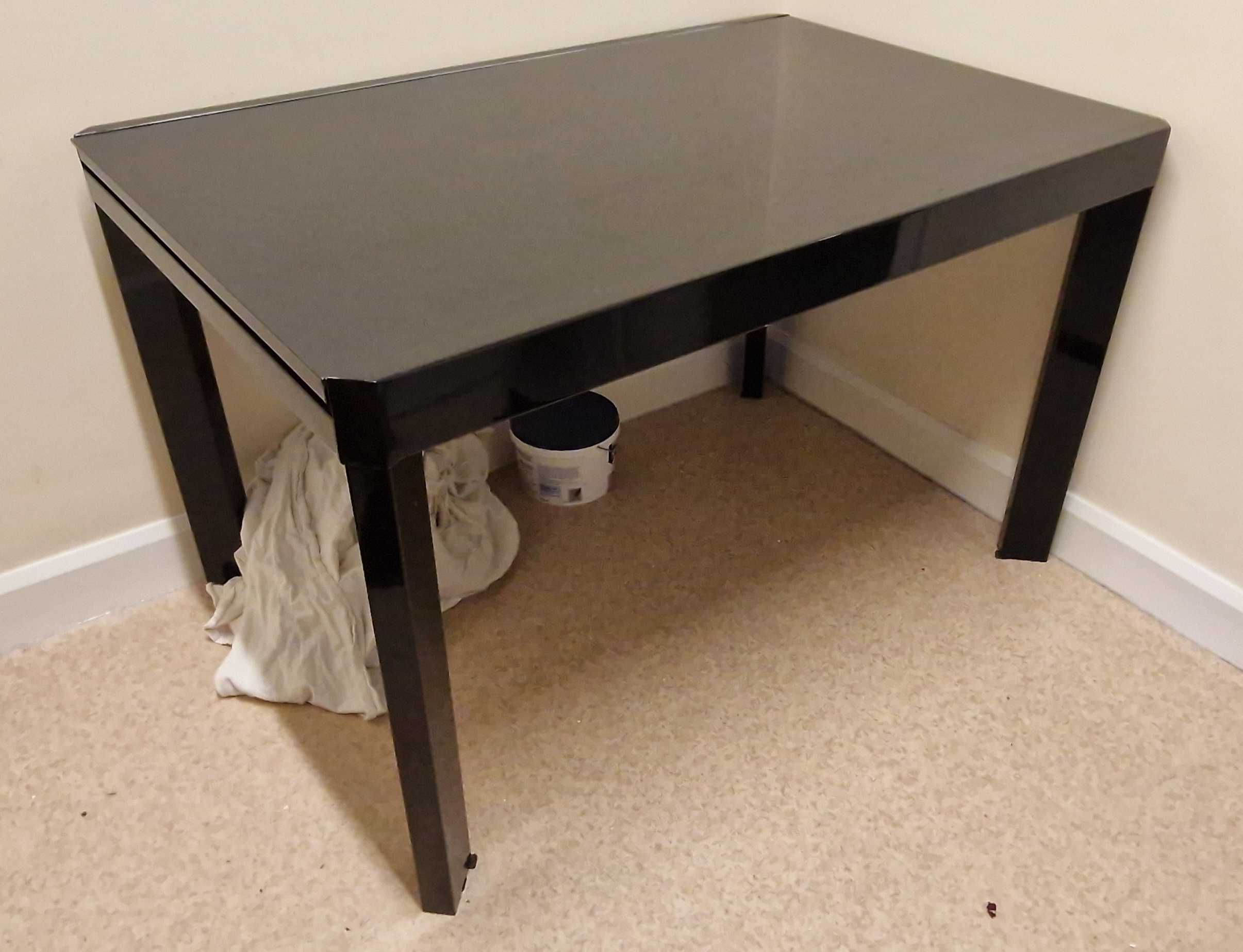 Black metallic/ glass expandable dining table