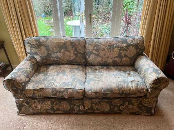 Free Sofas and Stuff 3 seater sofa for reupholstering. Loose covers worn out.