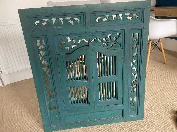 PENDINGWooden ornate decorative window with mirror