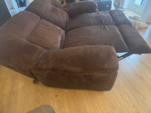 Brown 2 seater power recliner sofa