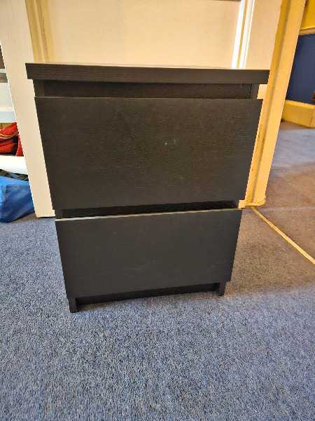 Black 2-Drawer Bedside Table