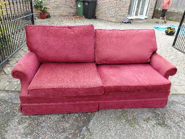 Red 3 seater sofa