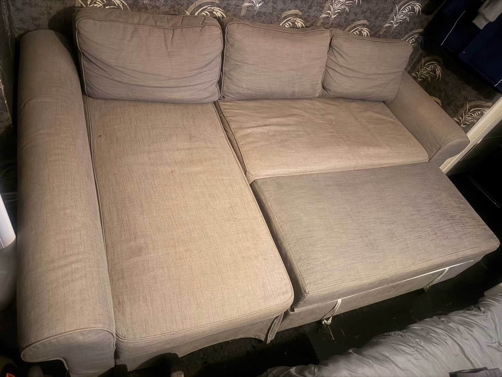 L shaped Ottoman Sofa Bed with Ottoman Footstool MUST GO Sat or Sun
