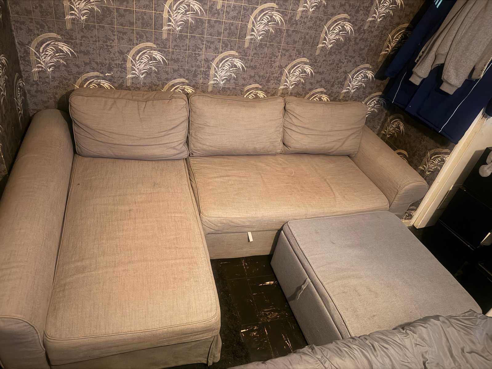 L shaped Ottoman Sofa Bed with Ottoman Footstool MUST GO Sat or Sun