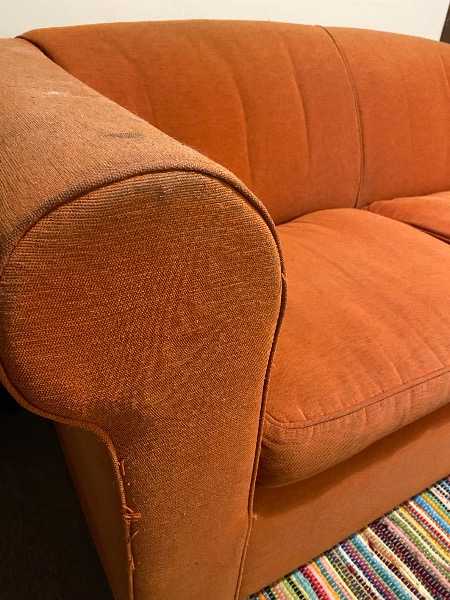 BIG BURNT ORANGE TWO SEATER SOFA