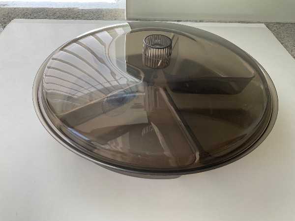 Round Sectional Food Serving Platter with Lid - See Photos