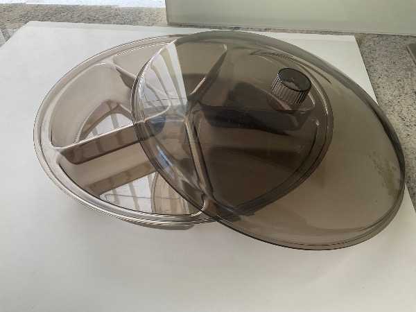 Round Sectional Food Serving Platter with Lid - See Photos