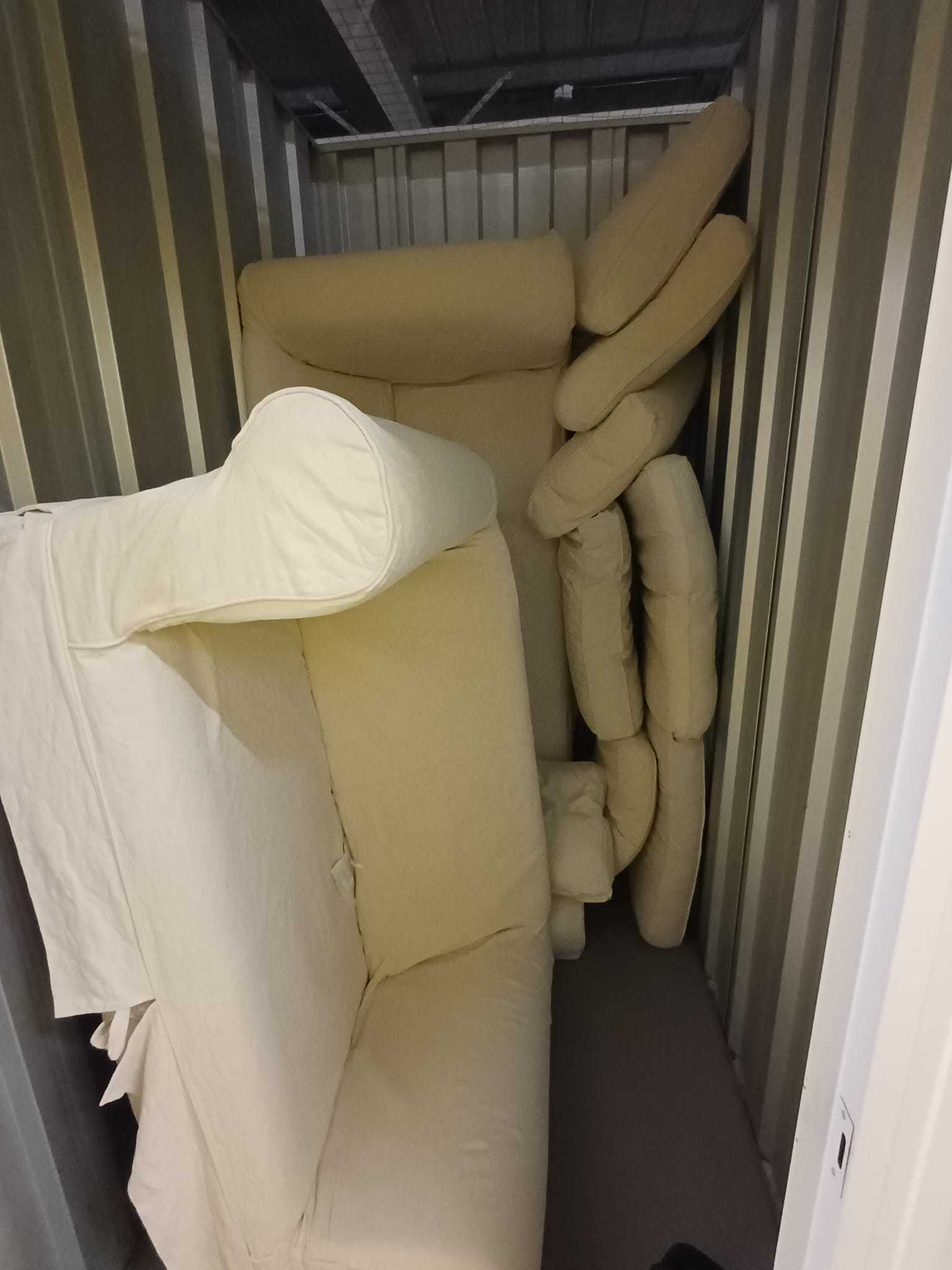 2-seater white fabric sofa