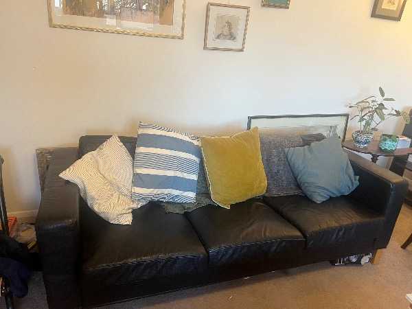 Black leather sofa
