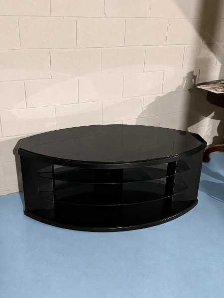 Black TV stand with glass top