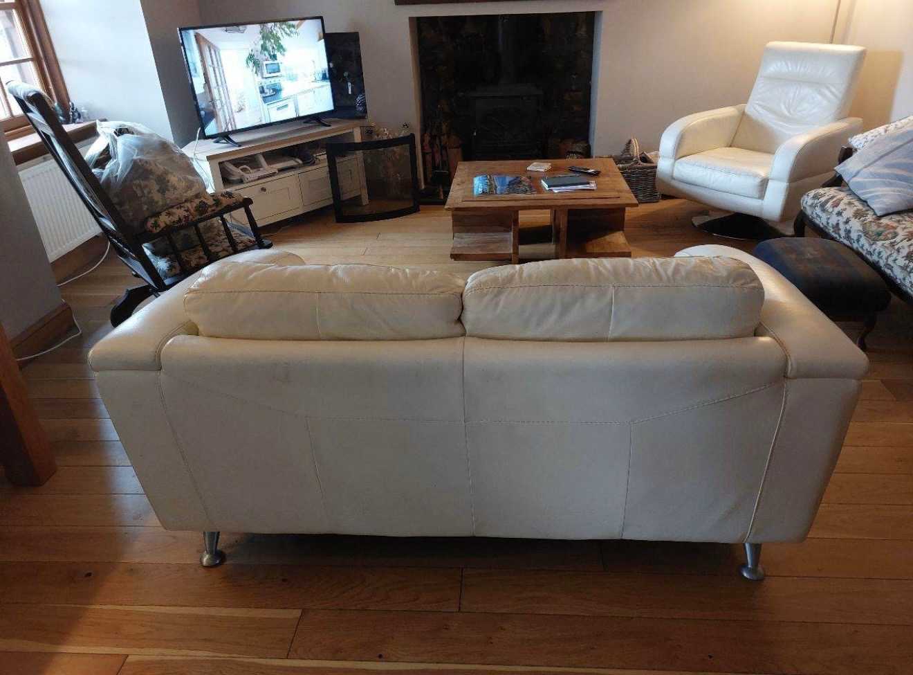 2-seater couch and swivel chair