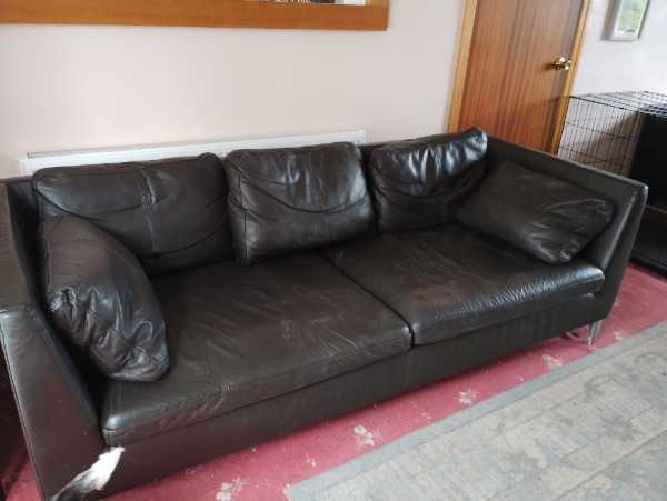 IKEA Stockholm three seater leather sofa