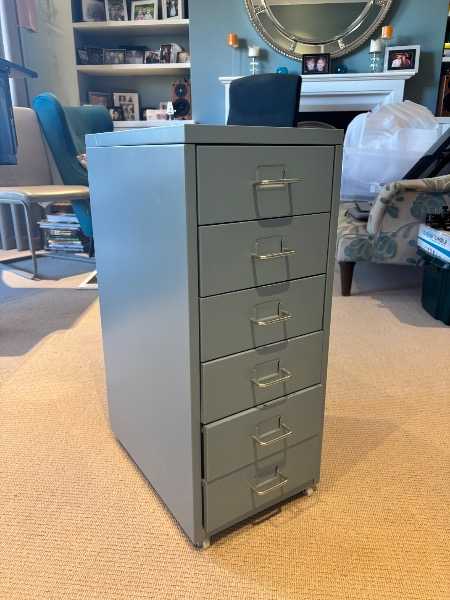 Blue small filing cabinet
