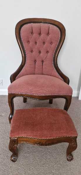 Chair and footrest - Victorian style nursing chair