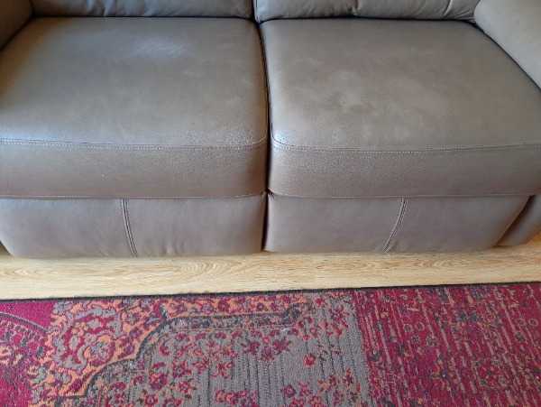 Taupe soft leather 2 seater sofa
