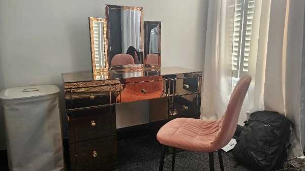 Rose gold glass/mirrored dressing table