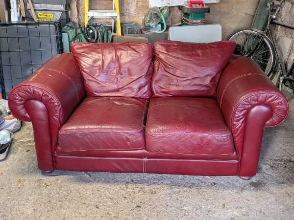 Red Leather Sofa