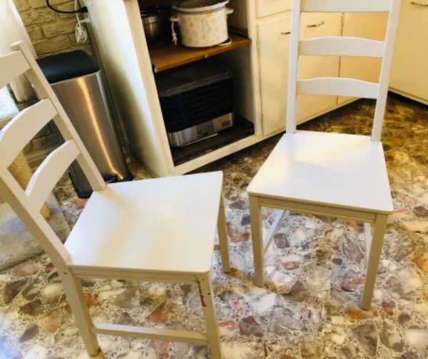 Pair of painted hardwood IKEA side chairs
